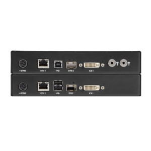Black Box EMD2000PE-K DVI KVM-over-IP Extender Kit, Single-Monitor, DVI-D, USB 2.0, Audio, PoE, Dual Network Ports RJ45 and SFP
